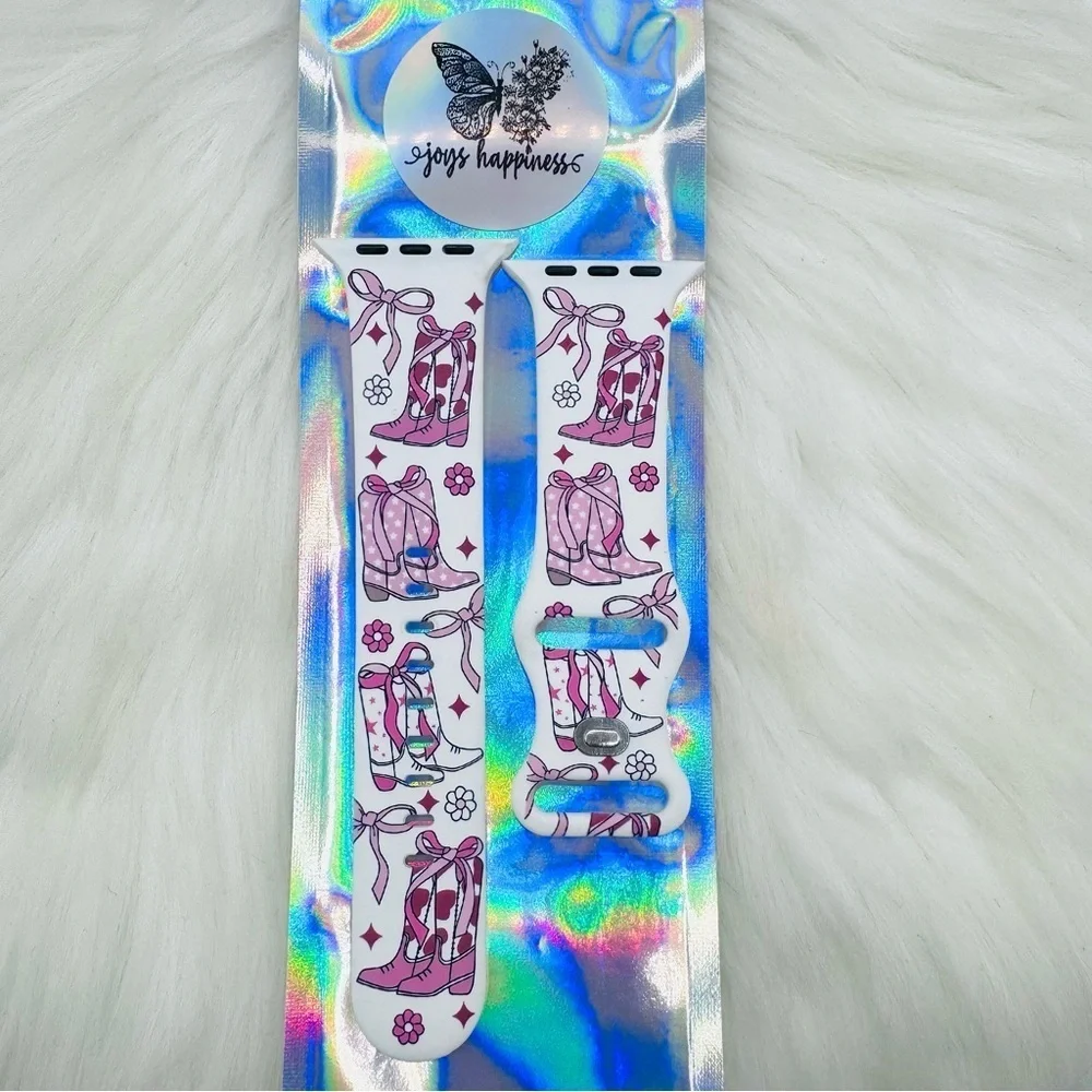 New Pink Bows & Boots Design Watch Band For Apple Watch  42mm /44mm /45mm /49mm